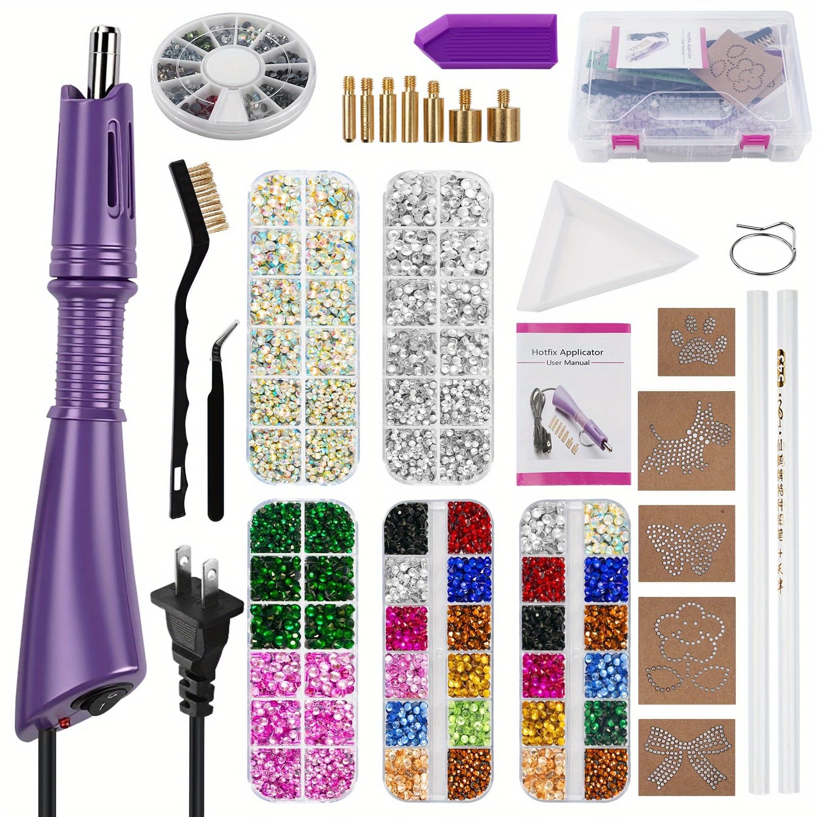 TEMU Bedazzling Kit Diy Hot Fix Applicator Wand Tool Kit For Clothes Fabric Crafts For Textiles Crafts For Blinging Clothes, Fabric, Leather, As A Christmas Gift For