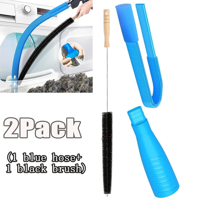 TEMU 2/4pack Dryer Vent Cleaning Kit | 1/2pcss Black Lint Vacuum Attachment Brush And 1/2pcss Blue Lint Remover, Dryer Vent Vacuum Replacement Parts, Duct Cleaning (compatible With Most Devices)