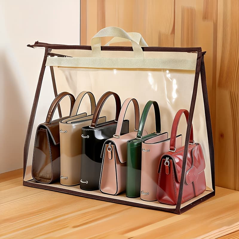 TEMU 1pc Handbag Storage Bag, Xl Transparent Handbag Storage Bag With Handle, Wallet Organizer, Zipper Hanging Storage Bag Handbag
