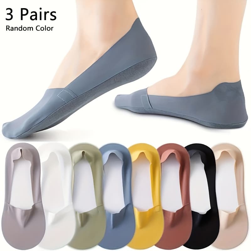 TEMU 3 Pairs Women Socks High Quality Matching Casual Socks Summer Thin Bottom Non-slip Invisible Low Short Socks Breathable (random Color)