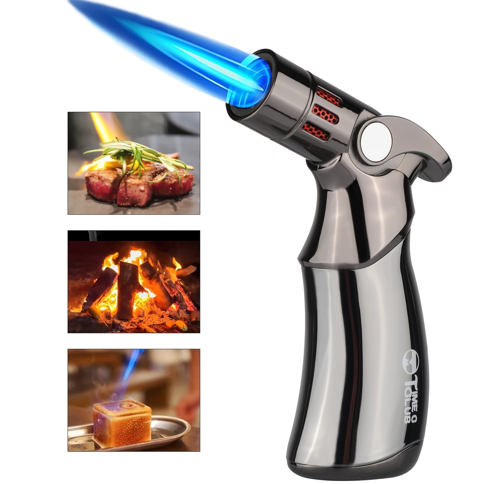 TEMU Compact Butane With Adjustable Flames, Perfect For Grilling, Barbecuing, And Camping. Ideal For Use In , This Refillable Lighter A Great Gift For Birthdays, , Without Battery