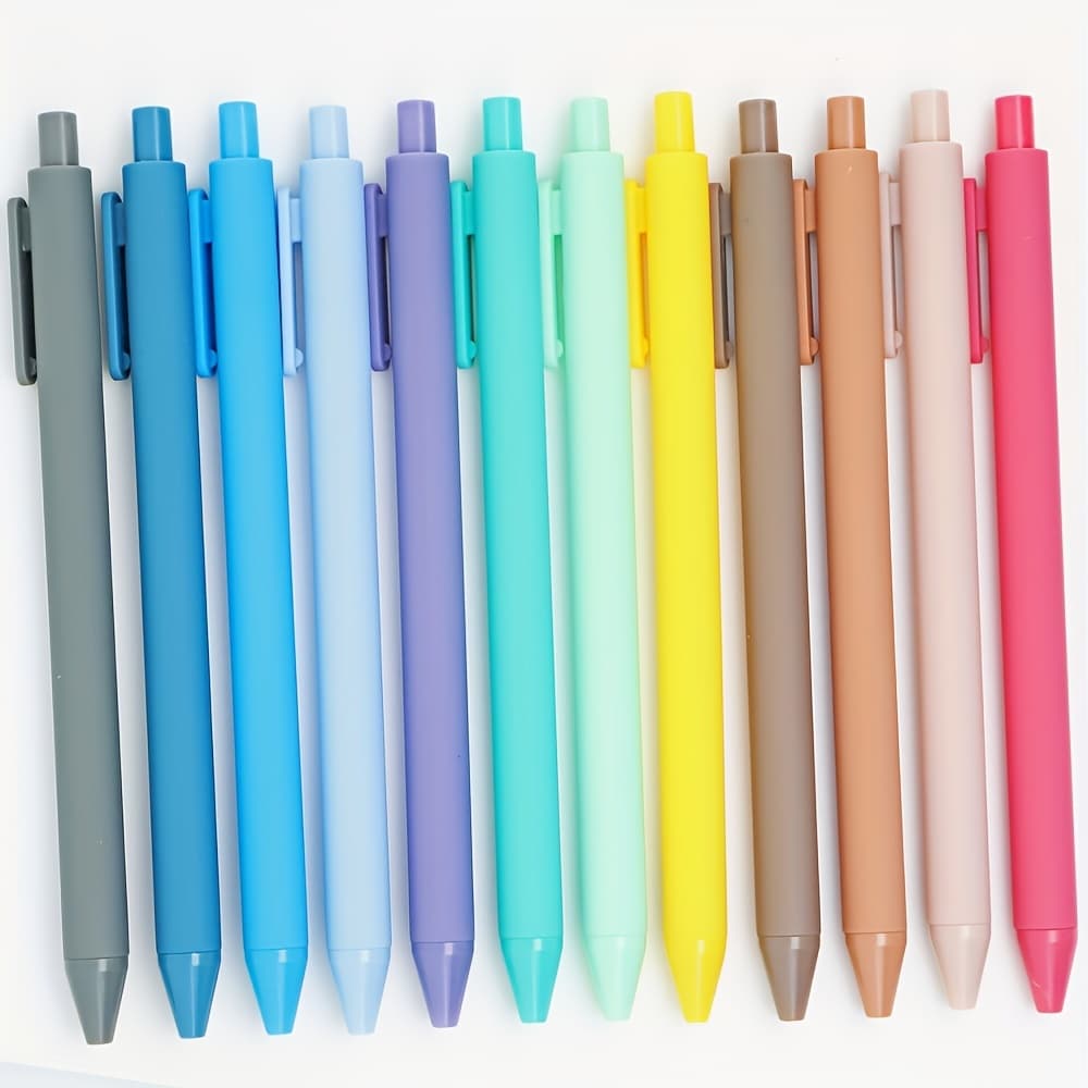 TEMU 12pcs Morandi Pastel Retractable Pens, Smooth Writing, Fast Dry, Ball Pens 1.0mm Tip, Retractable Pens, Cute Pens, Black Ink Pens, Aesthetic Pens For Journaling, School And Office Supplies