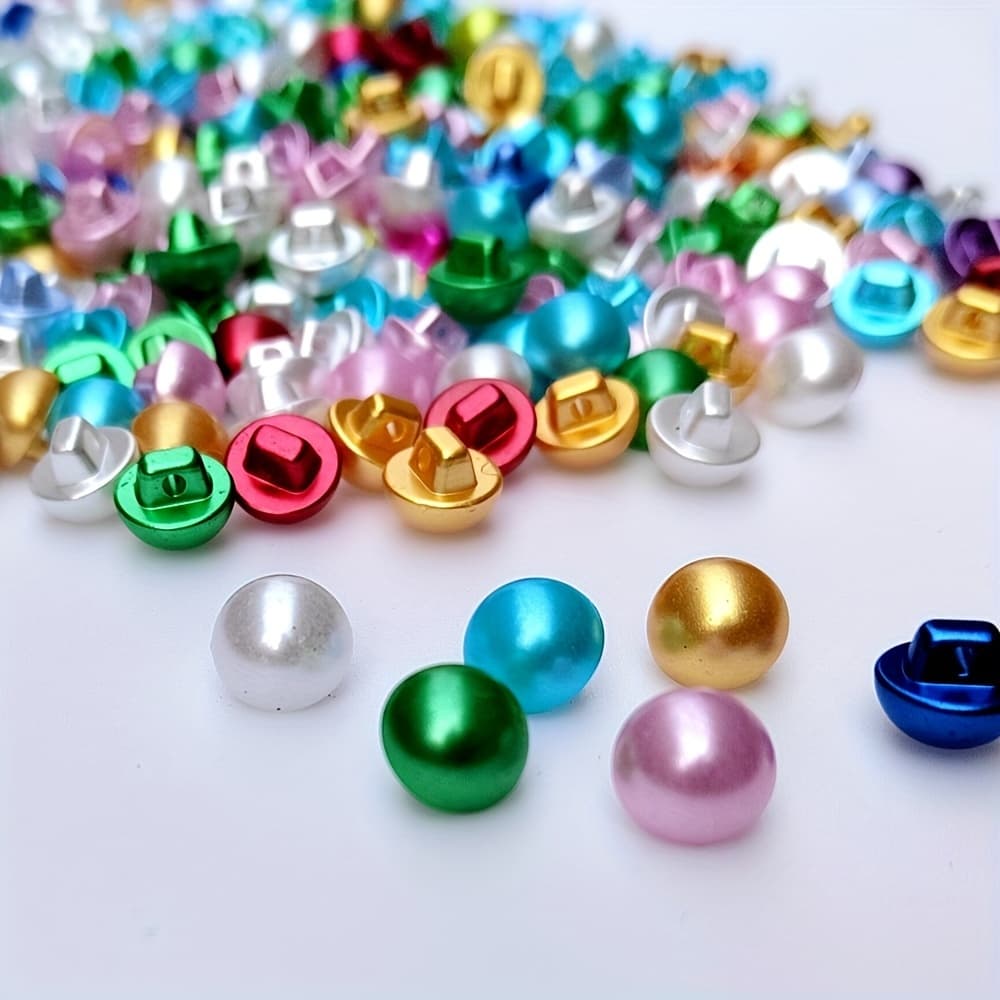 TEMU 50pcs Assorted Colors Acrylic Buttons, 0.35" High Foot, For Diy Sewing & Crafts - Clothing Accessories, Sewing Supplies Accessories, Plated, 0.9cm