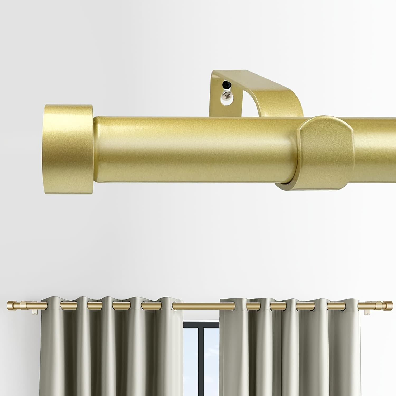 TEMU Heavy-duty Modular Metal Curtain Rod, Suitable For Windows From 48 Inches To 144 Inches, Adjustable, Seamless , Home Decorative Curtain Rod Set, Suitable For Living Room, Bedroom, And Bathroom