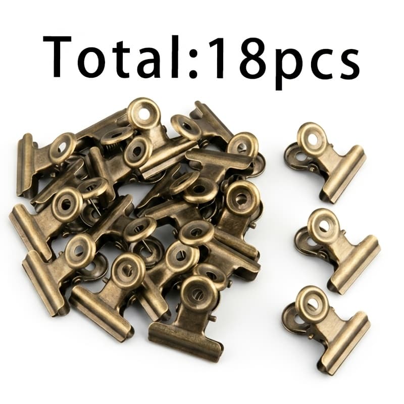 TEMU 18pcs/36pcs Bronze Color Photo Clips, Document Clips, Sealing Clips, Photo Holders, Bill Clips, Stationery Clips, File Folders, Test Paper Clips, Sealing Clips