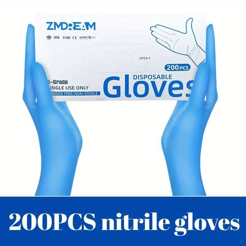 TEMU 200pcs -free Nitrile Gloves - -grade Suitable For Cleaning, Food , Lab, Pet Care & Beauty Salons - Touchscreen Compatible, Elastic Gloves With (no)