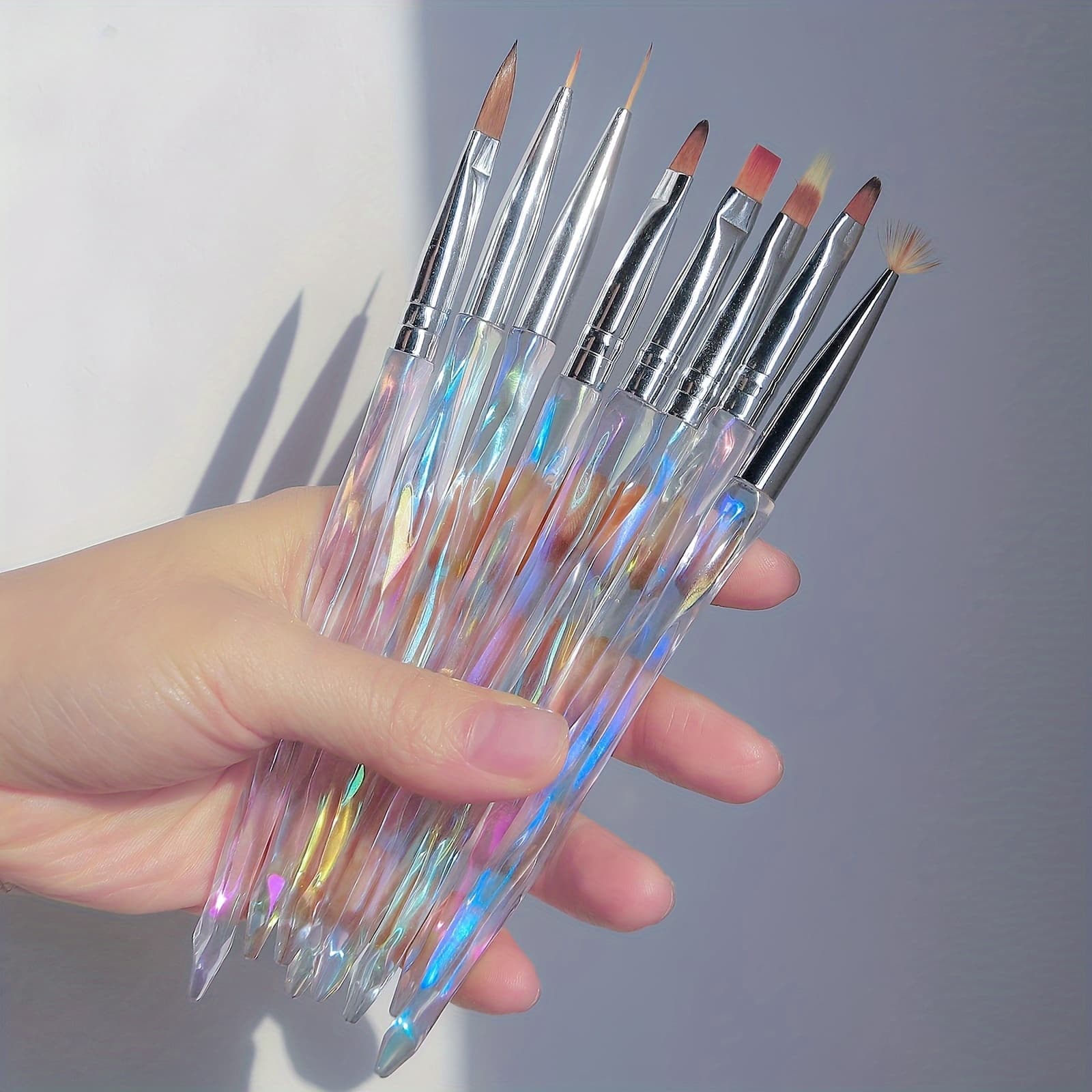 TEMU 8 Ab Color Japanese -style Nail Phototherapy Pen Drawing Pen Color Painting Pen A Whole Set Of Nail Tool French Round Head