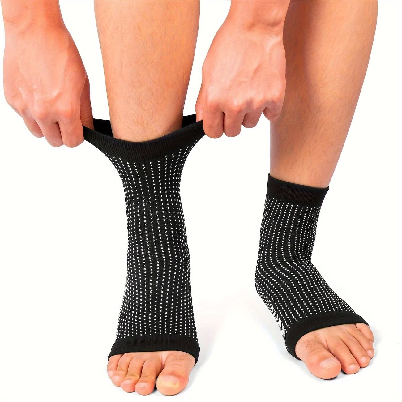 TEMU 3 Pairs Compression Socks For , Ankle Heel Brace Sports Open Toe Breathable Socks, Best For Athletic, Running, Hiking, Cycling, And Everyday Wear