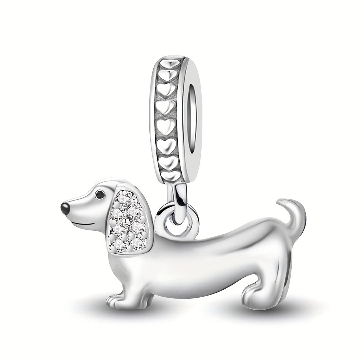 TEMU 1pc Dachshund Beads Pendant, 925 Silver Plated Pendant Fit Bracelet Bangle Necklace, Jewelry Making Additions Valentine's Day Gift For Women