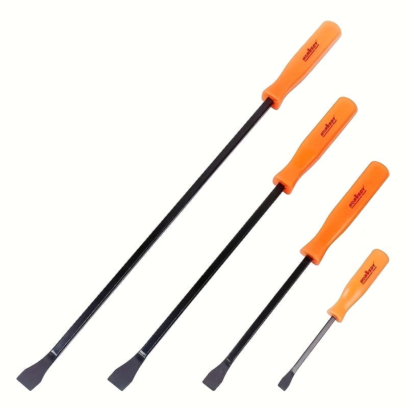 TEMU Set Of 4 Mechanics Pry Bars With Multi-use , Neon Grip, Heavy-duty Tire Lever, And Auto Trim Removal Tools For And Molds Made From