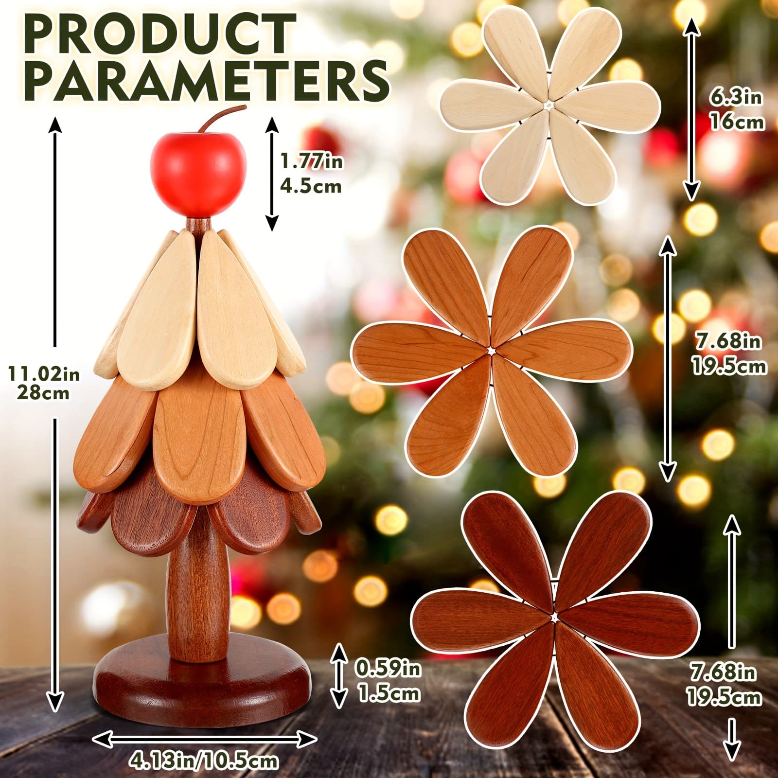 TEMU Set Of 3 Wooden Tree Coasters, Natural Wood Trivet Collection, Foldable Heat Pads With Stand, Tree Pattern Kitchen Hot Holders For Kitchen, Office Desk, Coaster Or Decorative Use