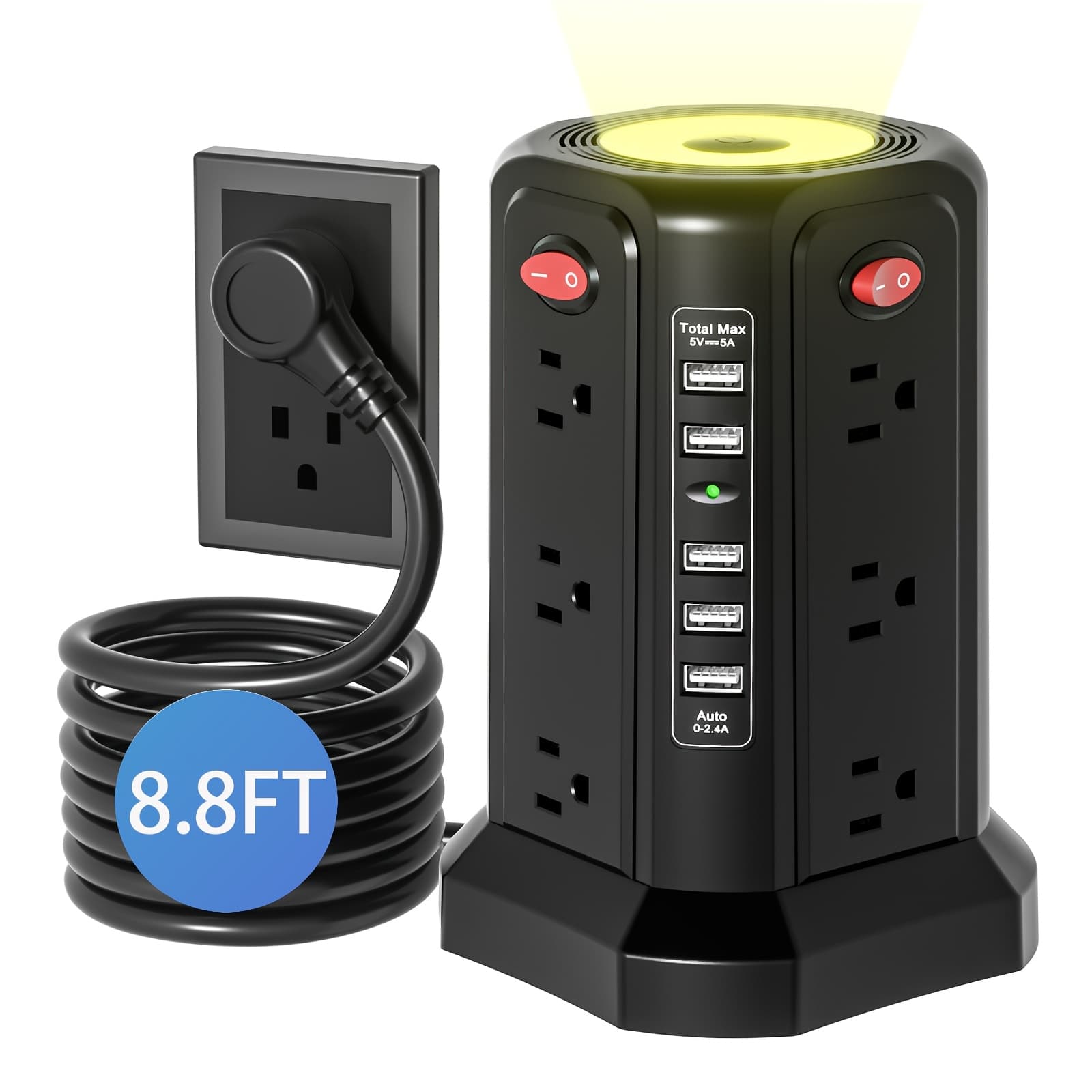 TEMU 17in 1 Passus Protector Power Strip With Usb Ports, Extension Cord Protection For Home Office Dorm Room (white)