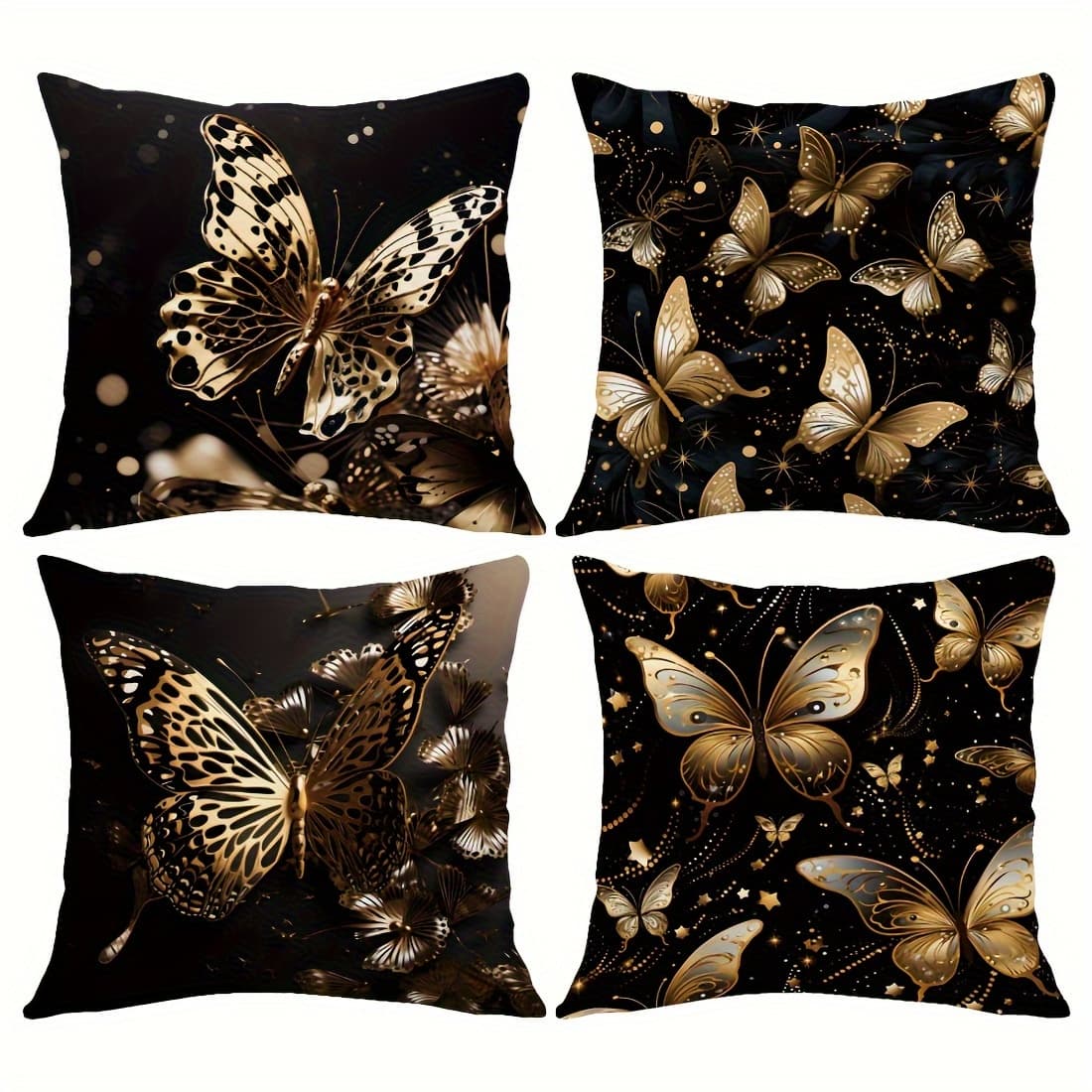 TEMU 4pcs Golden Pillowcase Set, Pillow Covers For Living Room, Bedroom, And Sofa Cushions