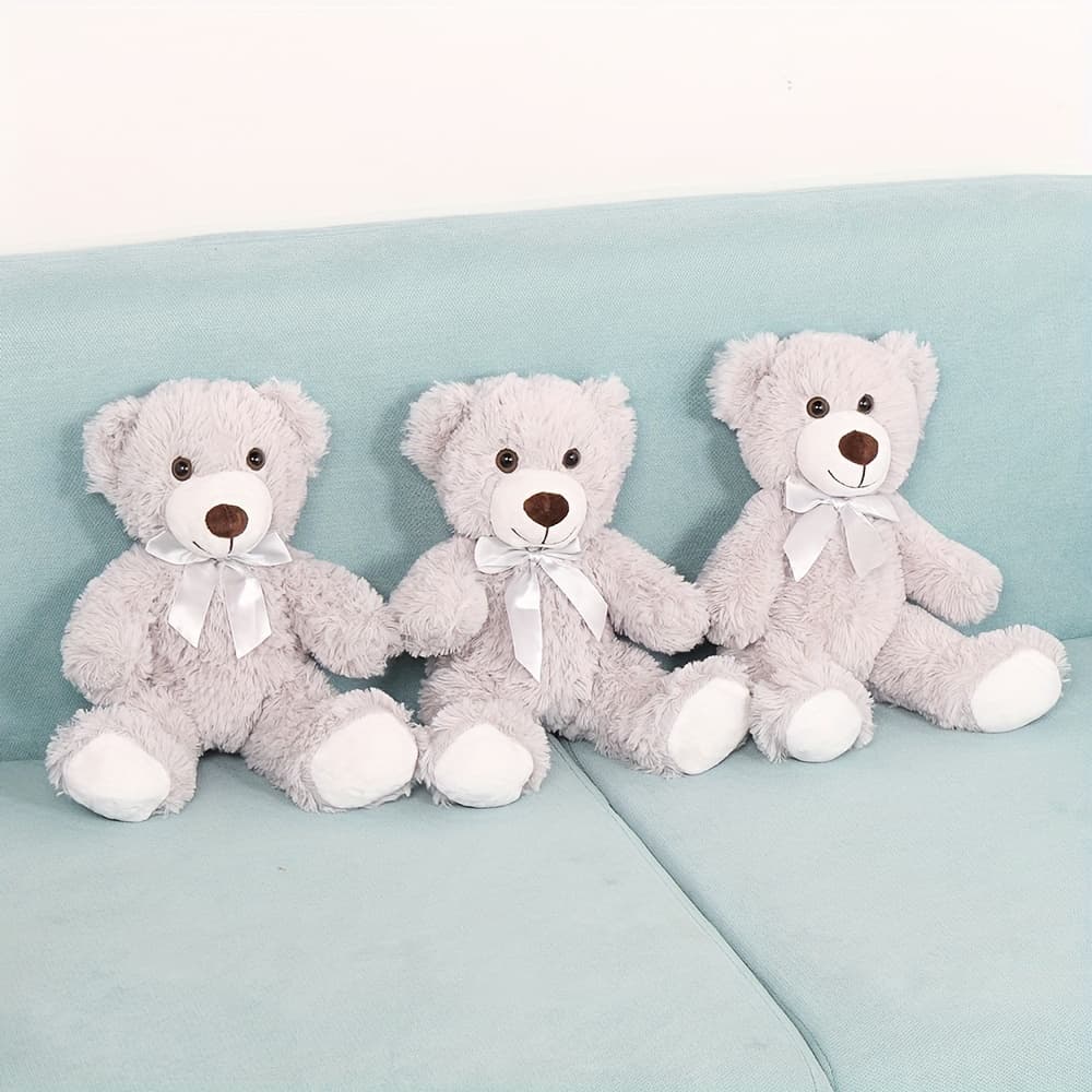TEMU Set Of 3 Adorable Gray Teddy , Soft And Plush Toys, Perfect For Mothers, Children, And Girls, Ideal For Baby Showers And Birthday Party Decor (35cm)