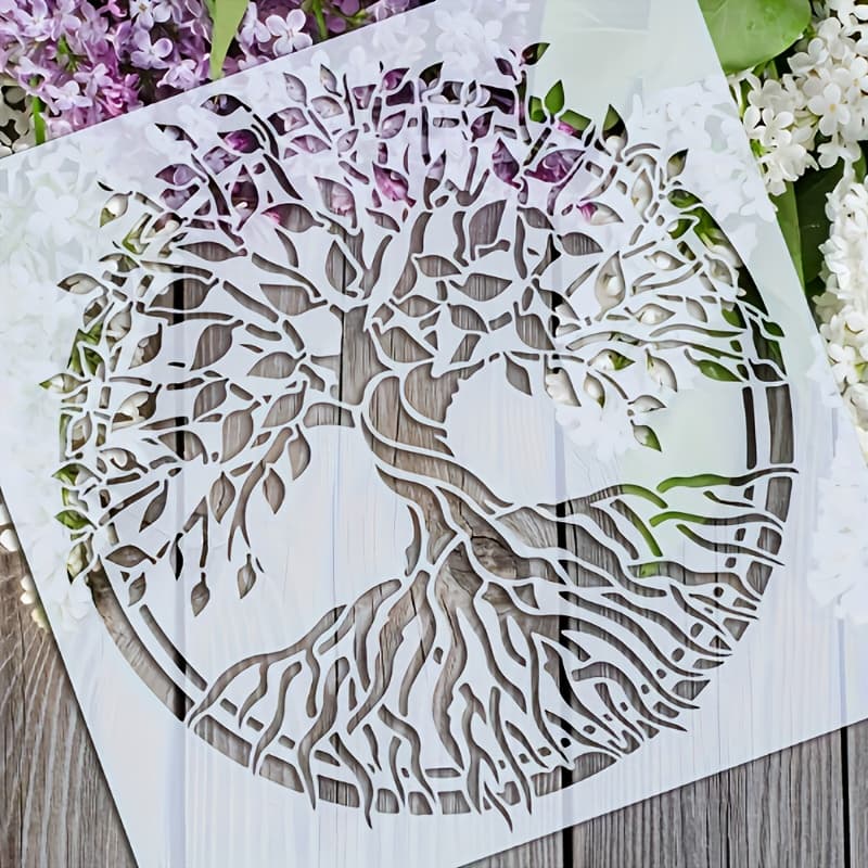 TEMU 1pc Tree Template, Tree Of Life Painting Template, Craft Reusable Painting Pattern Template, Diy T-shirt Canvas Wall Furniture Floor Decoration.
