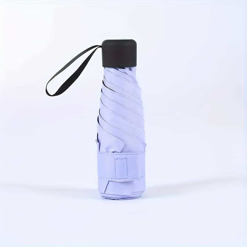 TEMU Compact Folding Mini Umbrella With & Shield - Lightweight Portable Canopy, Manual Open, Collapsible Design Suitable For Travel, Commuting, Daily Use, Stylish Handle, Durable For And