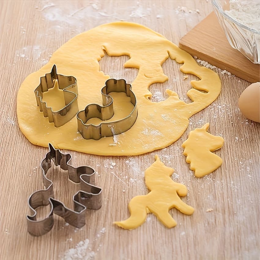 TEMU 3pcs, Unicorn Cookie Cutters, Pastry Cutter, Biscuit Molds, Baking Tools, Kitchen Accessories