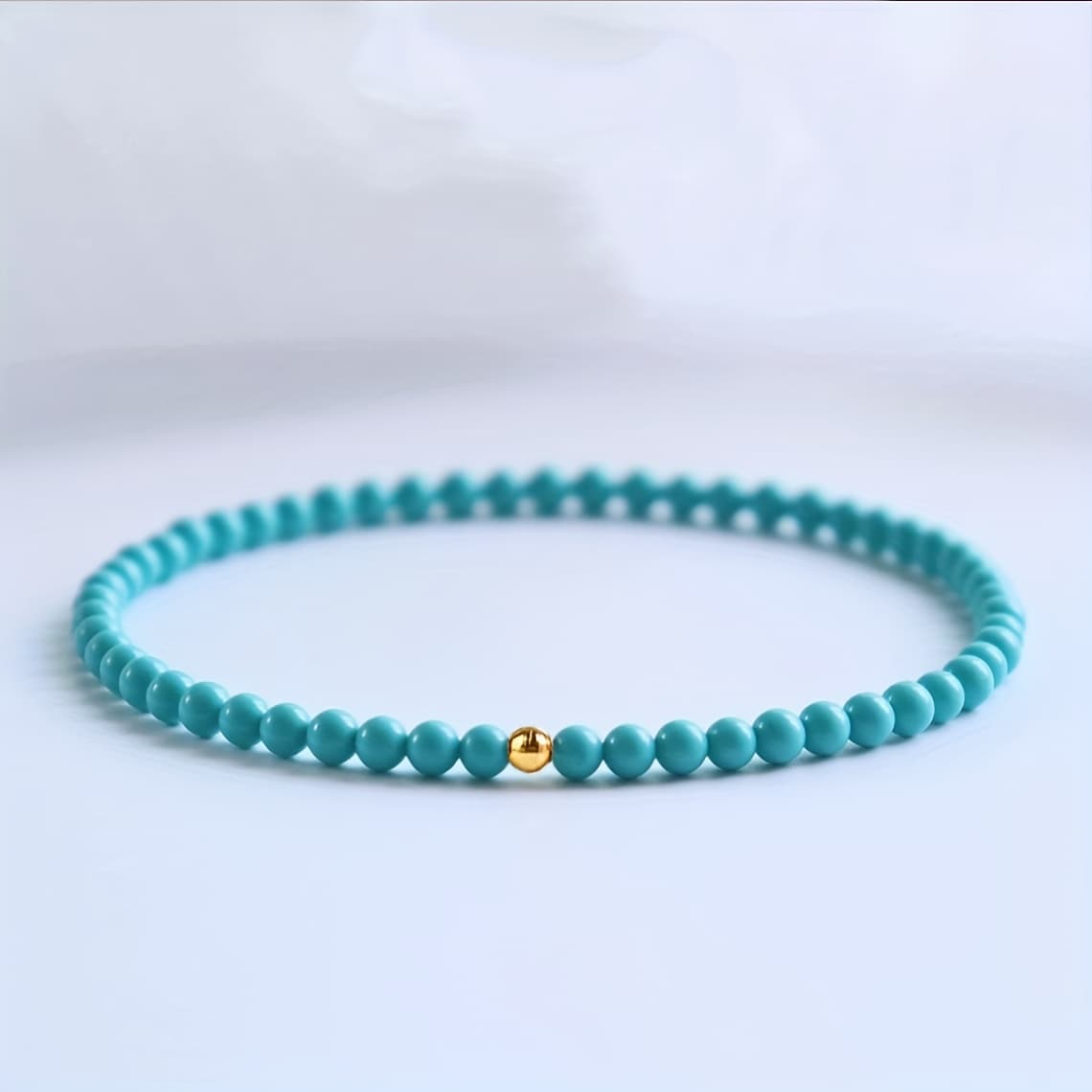 TEMU Natural Stone 3mm Turquoise Bracelet And Anklet: Ideal Gift For Sagittarius And Capricorn Ladies, Stackable Elastic Jewelry