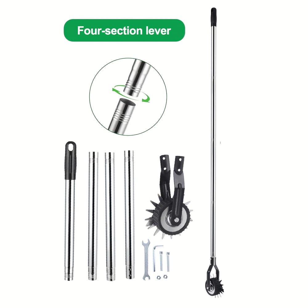 TEMU The Sakerplus Wheeled Lawn Trimmer Features A 3/4 Stainless Steel Handle And Is Designed For Manual Use As A Rotary Lawn Edger. Ideal For Yard Weeding And Sidewalk Trimming