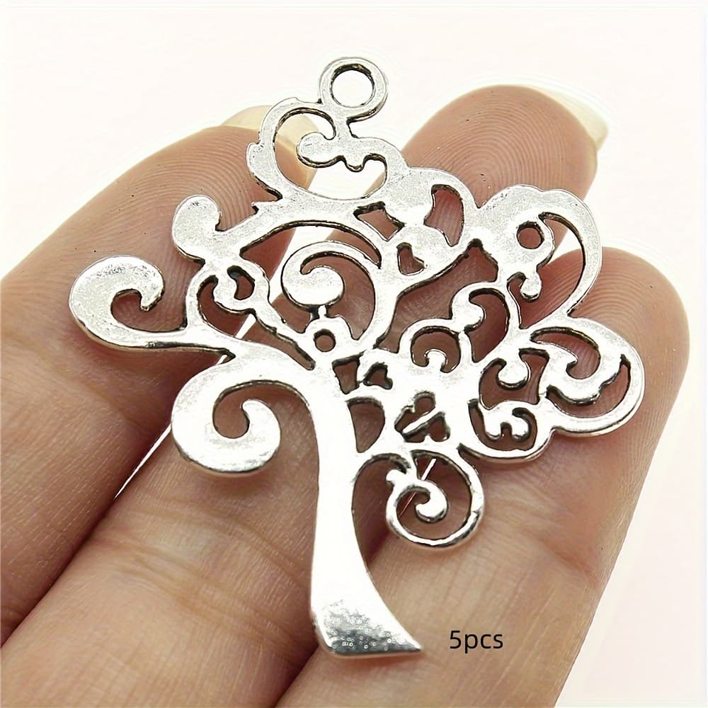 TEMU 5pcs Tree Of Pendant For European Charm Necklaces, Diy Handcrafted Jewelry Accessories, 42x37mm