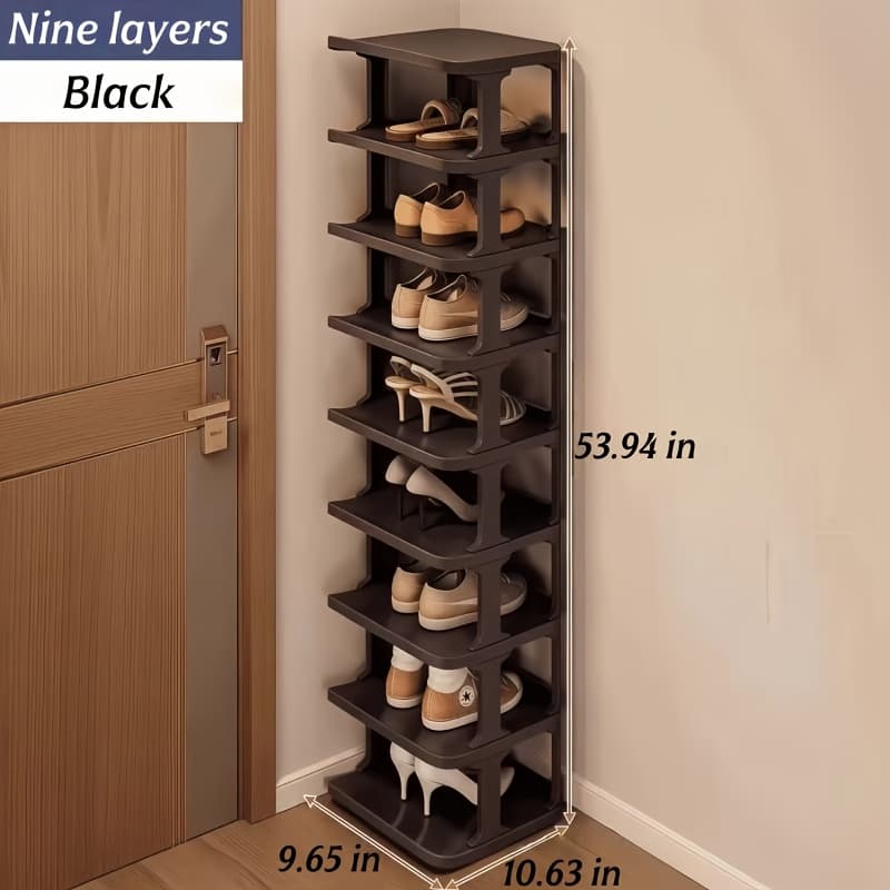 TEMU 9-tier Freestanding Shoe Rack, Suitable For Room Types Storage Shelf, Easy Assembly, No Tools Required, Stackable Floor-to-ceiling Shoe Organizer - Essential For Durable Home And Bedroom
