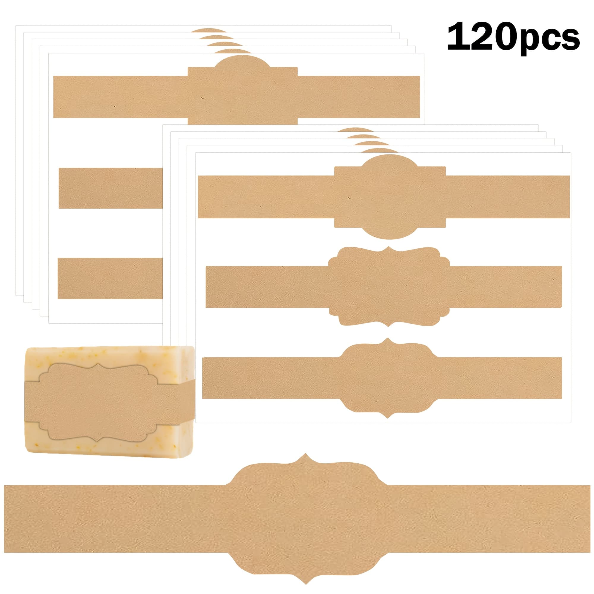 TEMU 120pcs Soap Labels For Homemade Soap Soap Labels Stickers Packaging Brown Soap Labels Soap Wrappers Letter Size Sheet For Homemade Soap Packaging Supplies