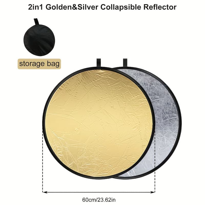 TEMU Photography Reflector Portable Foldable Portrait Shooting Fill Light Live Lighting Board Studio Photography Outdoor Light Shielding Board / 2in 1 Golden And Silvery Reflective Panel
