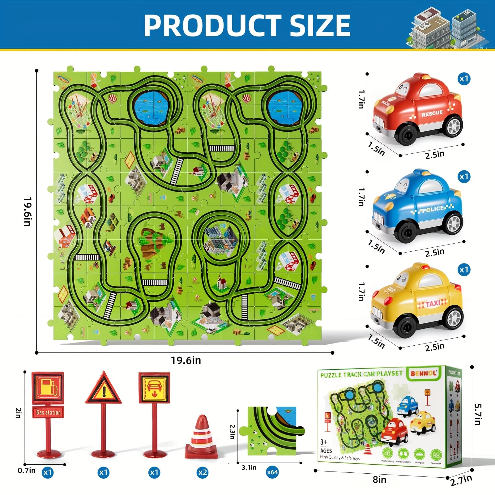 TEMU 56pcs Puzzle Tracks Car Toys, 73pcs Jigsaw Puzzle Race Track Car Set Toys For Kids Aged 3 4 5 6