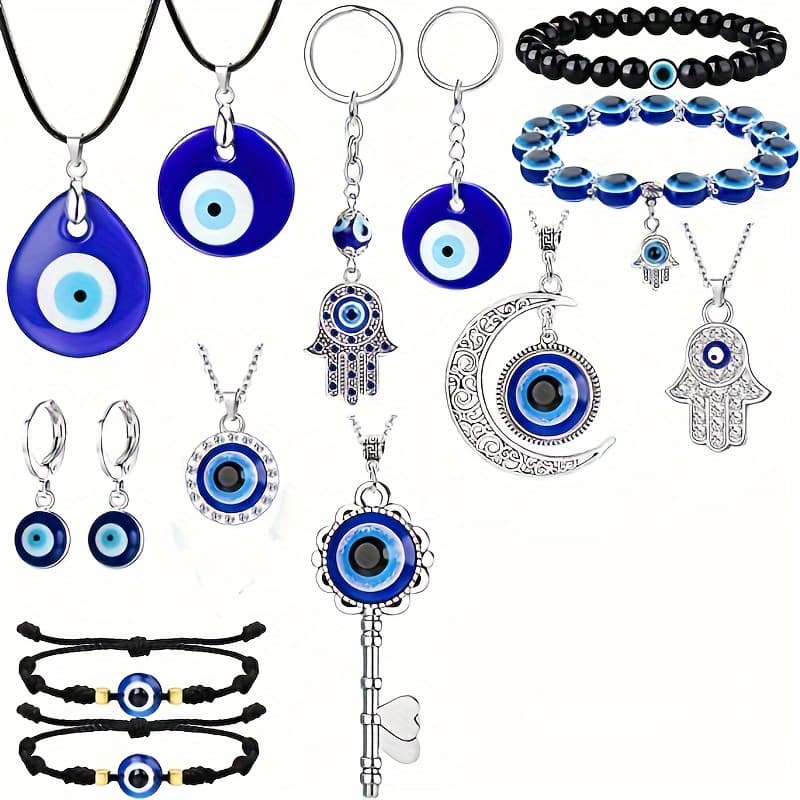 TEMU 13 Pcs Of Eye Jewelry Set Ladies Necklace Bracelet Earrings Bracelet, Style Jewelry Gift