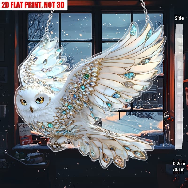 TEMU 2d Flat, 2d Falt Acrylic Suncatcher Owl Decor, Animal Themed Window Hanging, Versatile Decoration For Home, Garden, Patio, Wall, Bedroom, With Elegant Gift, 2d Flat Not 3d, 2d Flat
