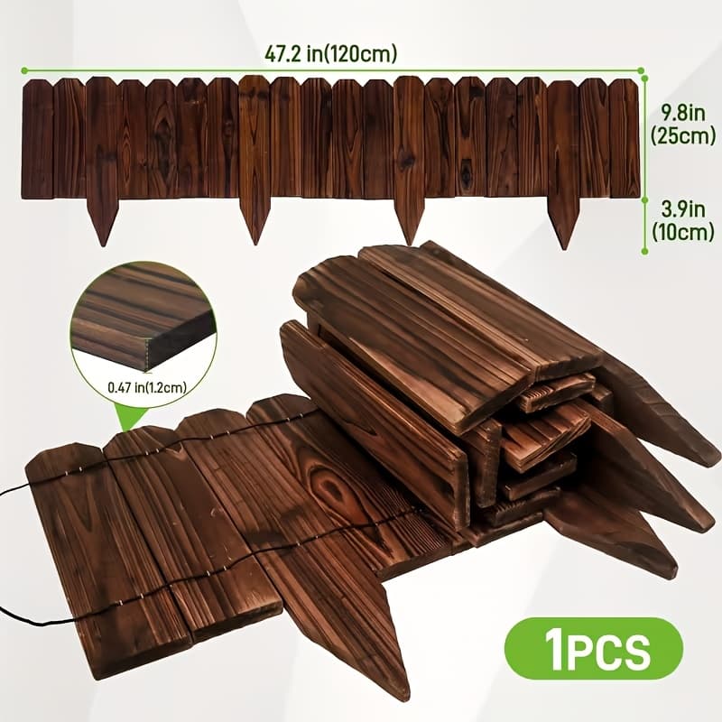 TEMU 【3d】 [3d] Vintage Rustic Anti-corrosion Wooden Fence, Wooden Pointed Stake Fence, Outdoor Decor In Country Style, Suitable For : Garden Decorative Fence, Lawn Borders, Outdoor Courtyard Barriers