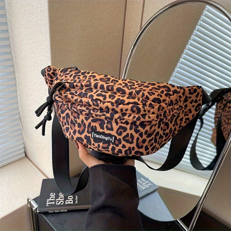 TEMU Fashion Leopard Print Women's Waist Bag Waist Bag Leopard Zebra Pattern Waist Bag Chest Bag Key Glasses Cosmetic Storage Bag Commuter Bag (31cm*15cm*9cm)