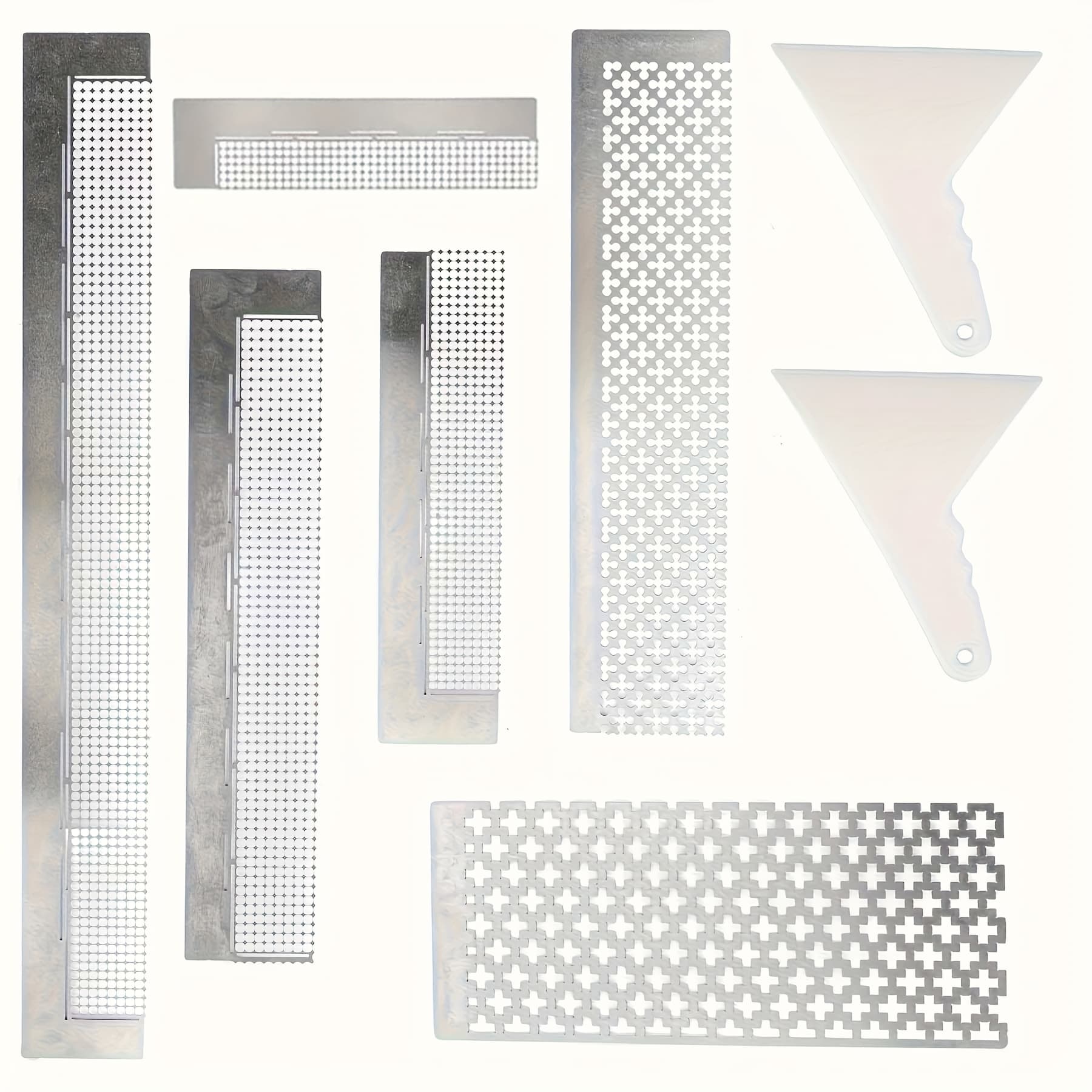 TEMU 8pcs Diamond Paint Ruler Square Stainless Steel With Diamond Paint , Diamond Mesh Ruler 5d Painting Ruler Diy Drawing Ruler 216 400 599 520 699 800 Blank Grids For Diy Art Crafts