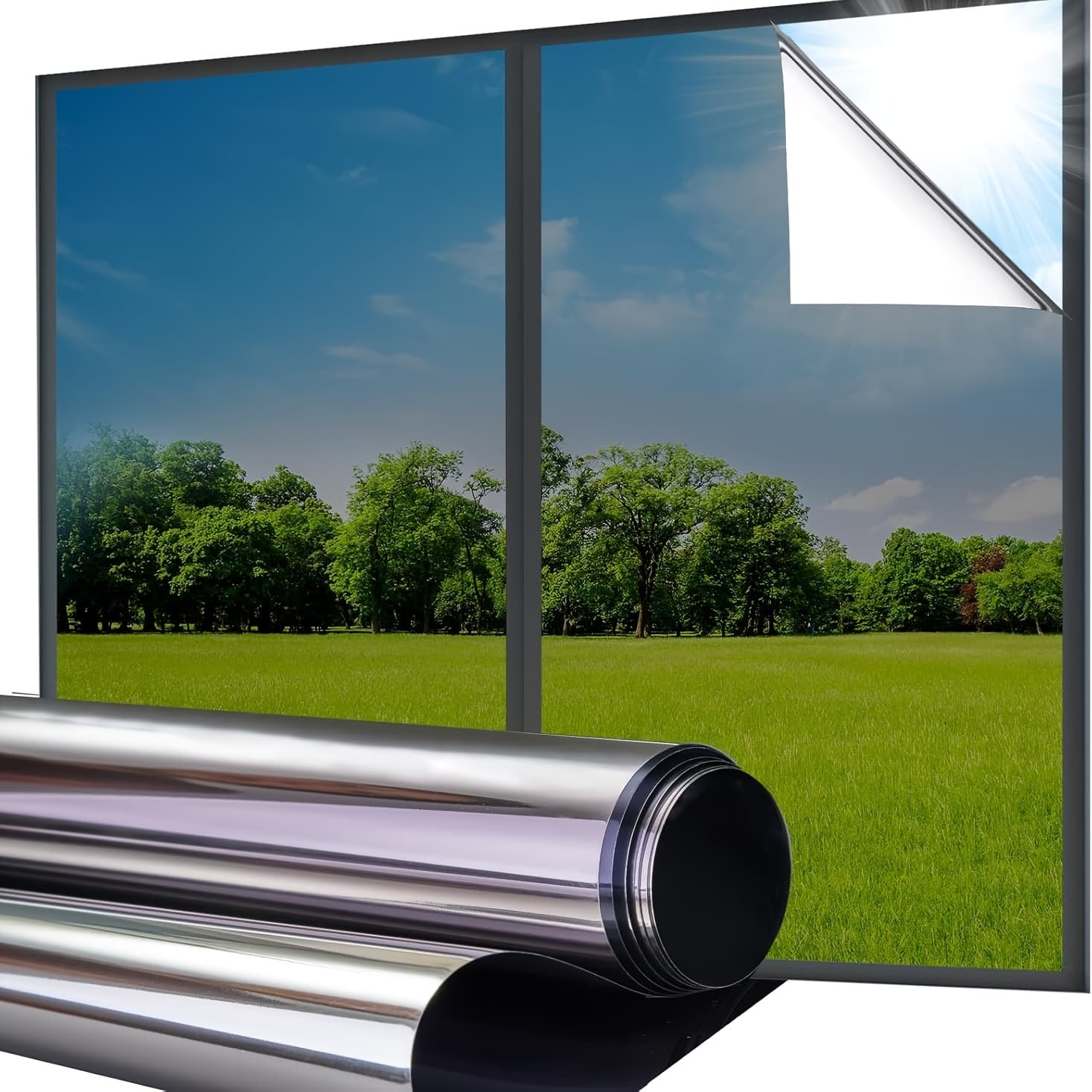 TEMU 1 Way Window Privacy Film Window Tint For Home, Reflective Mirror Sun Blocking Heat Not In Office Door Covering,