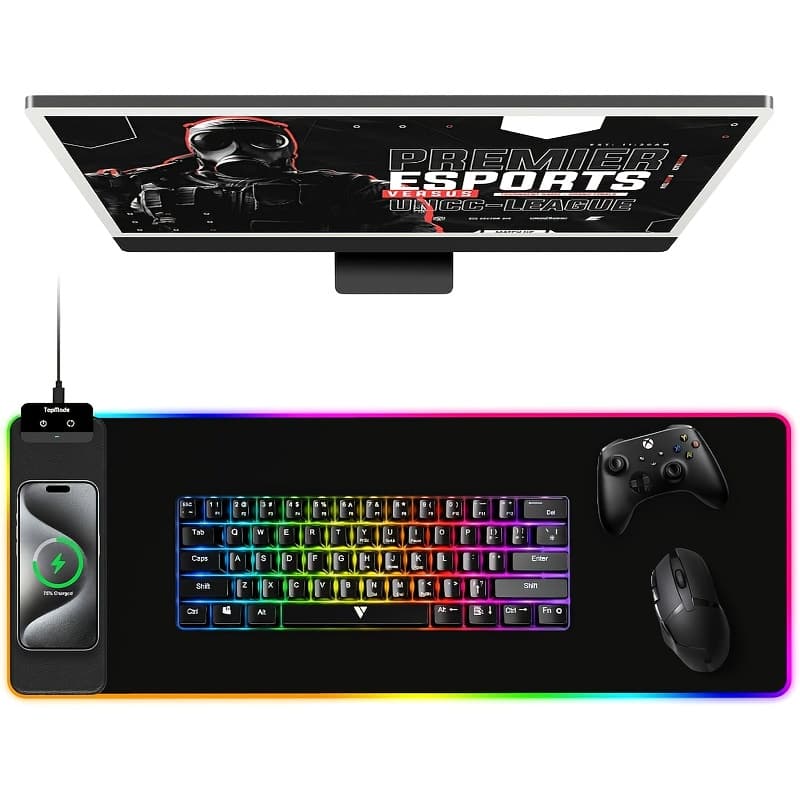 TEMU Shortcut Key Game Mouse Pad, Enlarged Desk Pad, Suitable For Gaming And Office Work, Desktop Computers, Laptops And Tablets, Desktop Mouse Pad