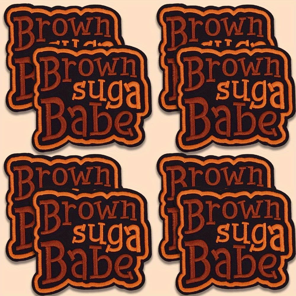 TEMU A Set Of 8 Embroidered Patch Stickers Featuring The Theme "brown ", Perfect For Decorating Clothing, Hats, Bags, And For Projects