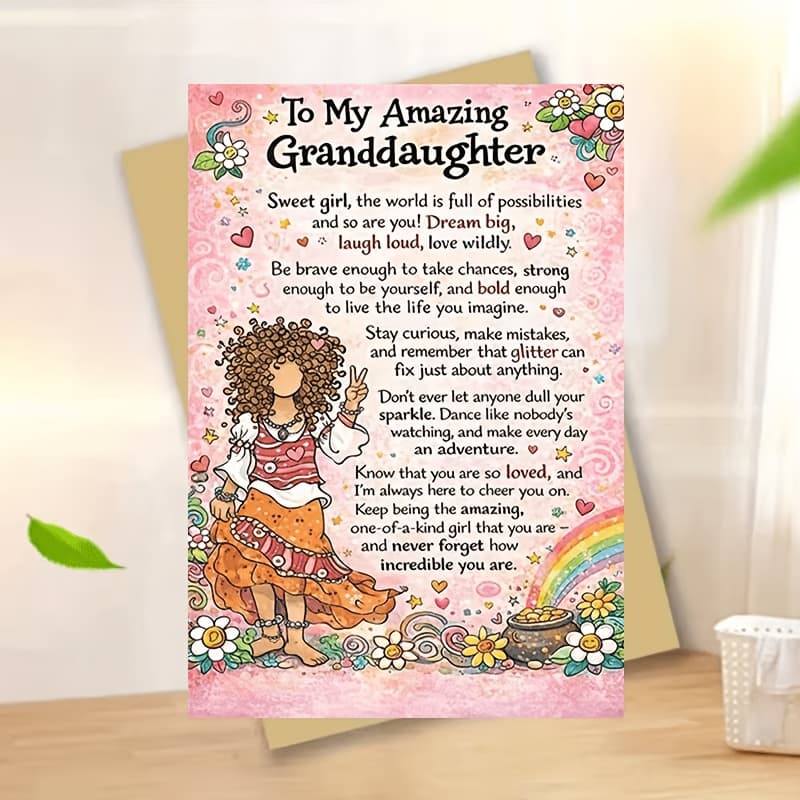 TEMU Inspirational Greeting Card For Granddaughter | Encouraging Message, Perfect For Birthdays, Holidays, Or To Her And