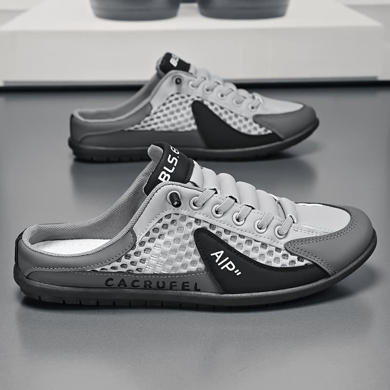 TEMU Men's Slip On Breathable Non Slip Casual Shoes, Summer Block Round Toe Slippers For Outdoor Walking Camping Casual Activities