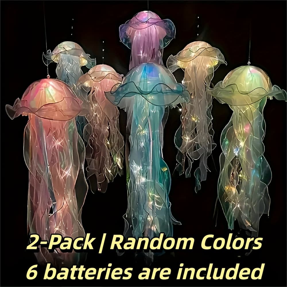 TEMU 2pcs Hanging Jellyfish Lamp With - Suitable For, Party & Festival Decoration, Ceiling/wall, Plug-in (no), Marine-themed For, Bathroom, Themed Events (plastic Lampshade)