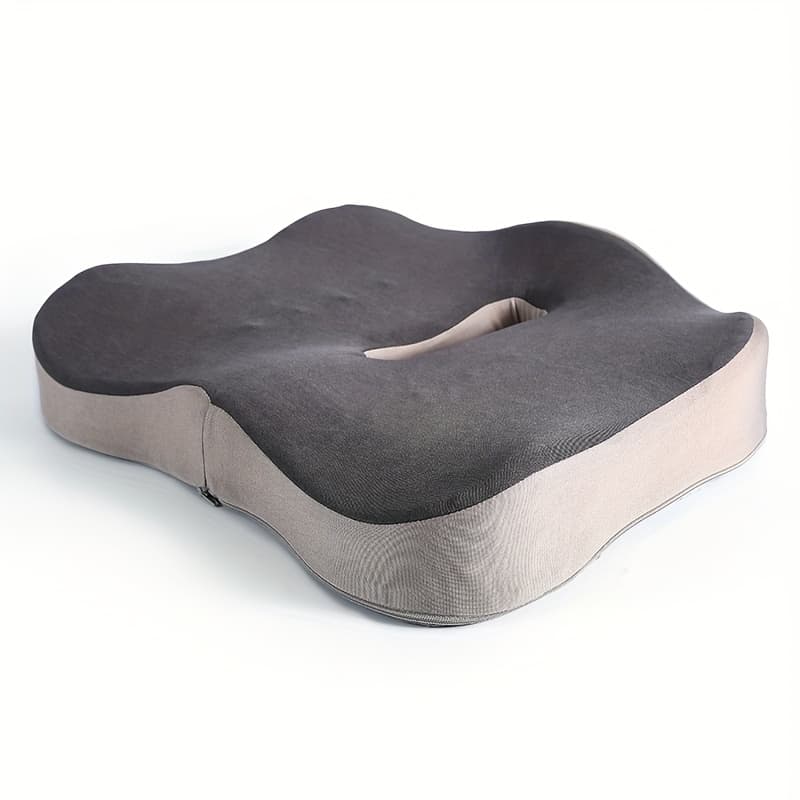 TEMU 1 Memory Foam Cushion, Ergonomic Seat Pad With Center Notch For Long Hours Of Sitting In Office/home/car Or On Chairs And Desks – Soft Support & Non-slip Bottom