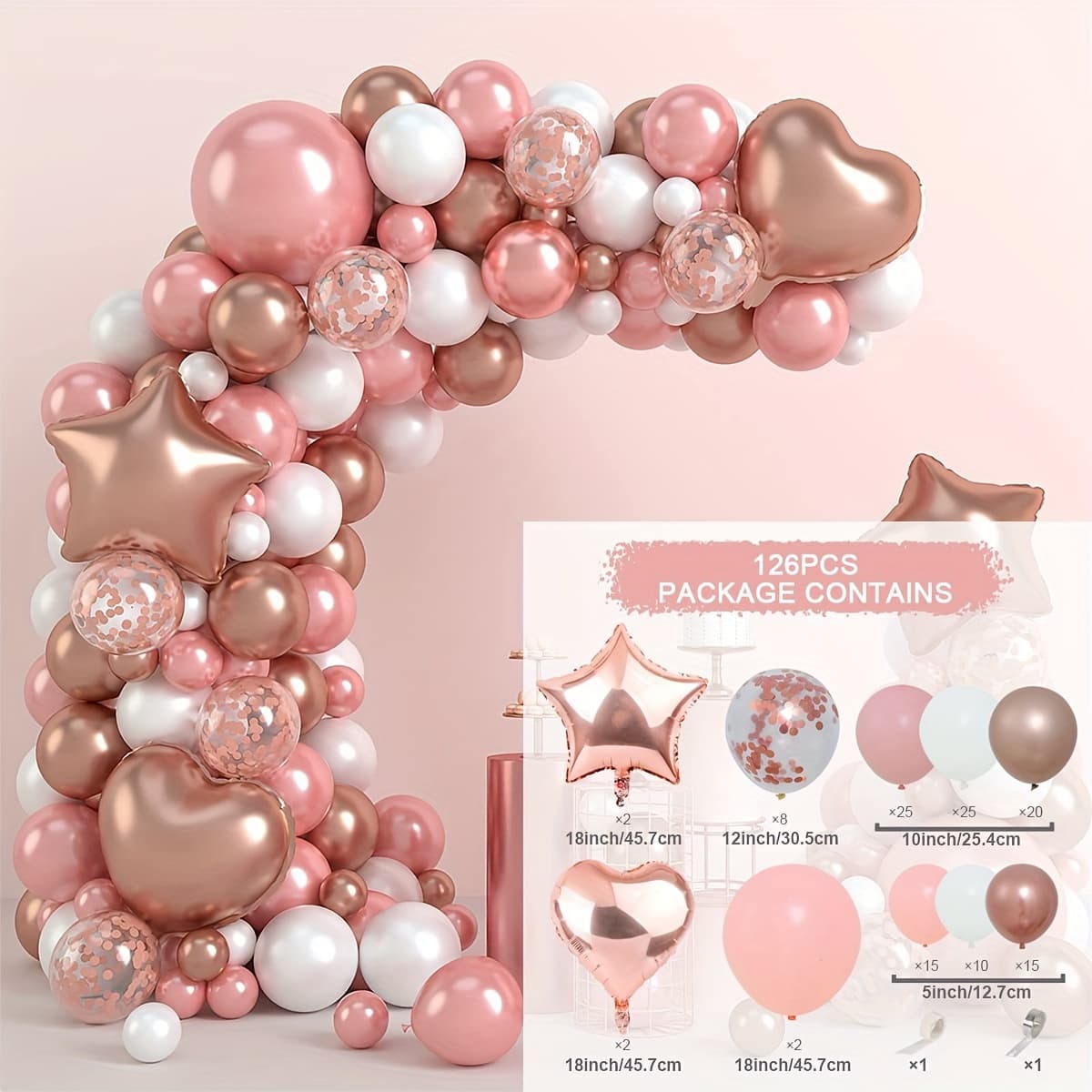 TEMU 126pcs Aluminum Decoration Kit Suitable For Engagement Bridal Suppies