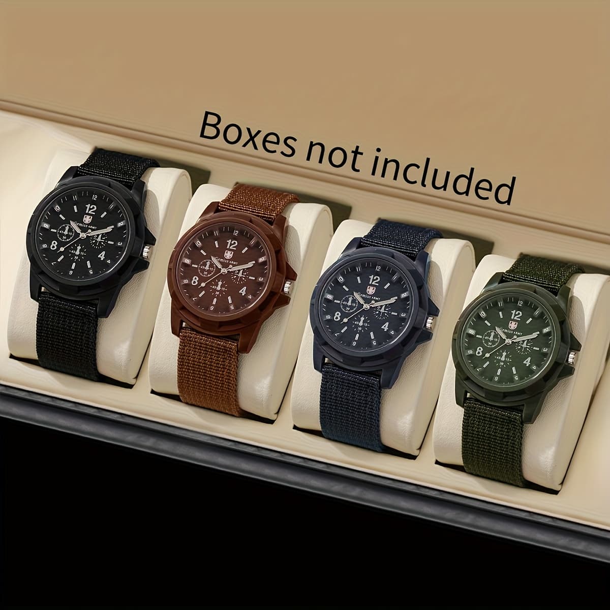 TEMU 4pcs Set Men Casual Sport Quartz Watch, Nylon Band Male Clock Watch