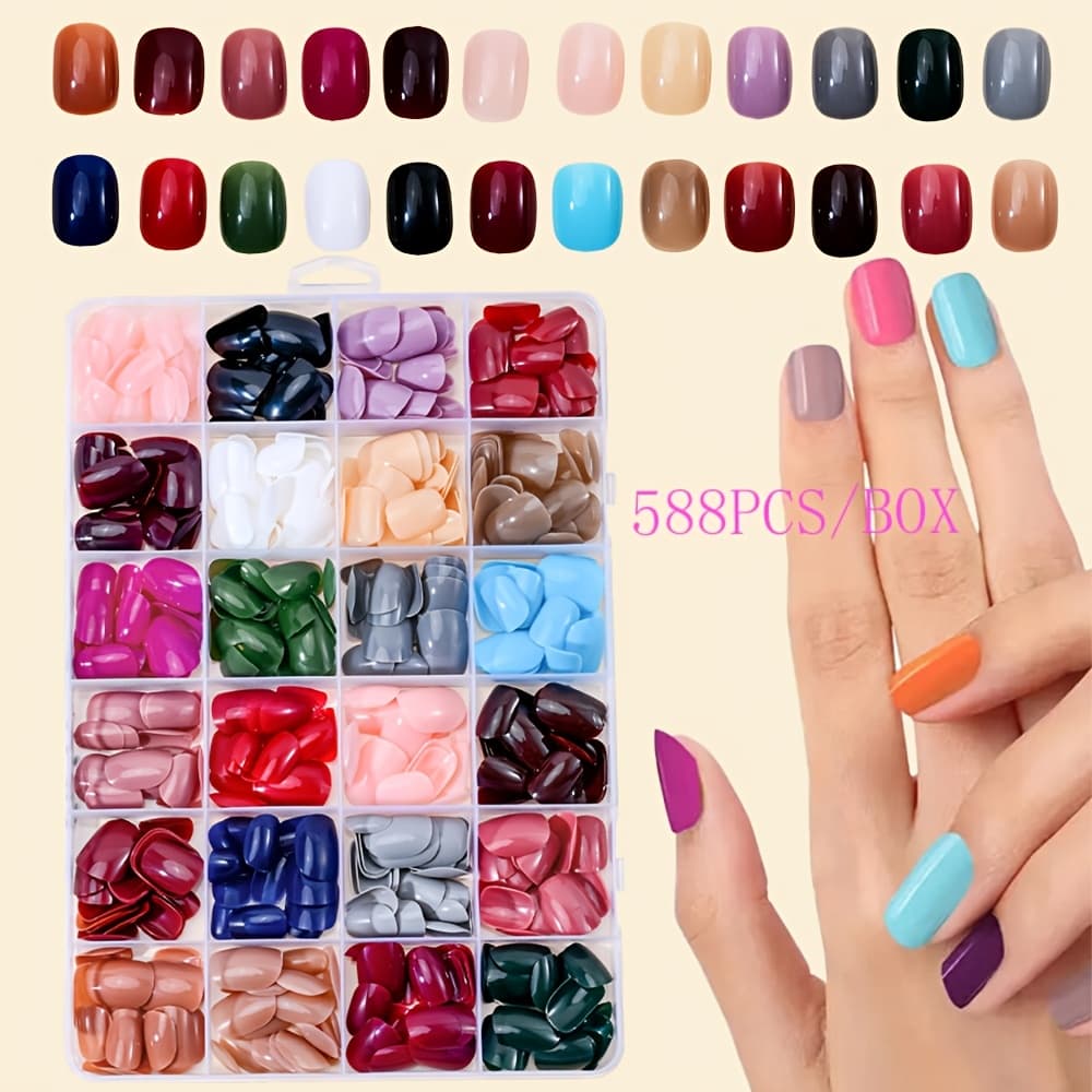 TEMU 588pcs/box Short Press-on Nails