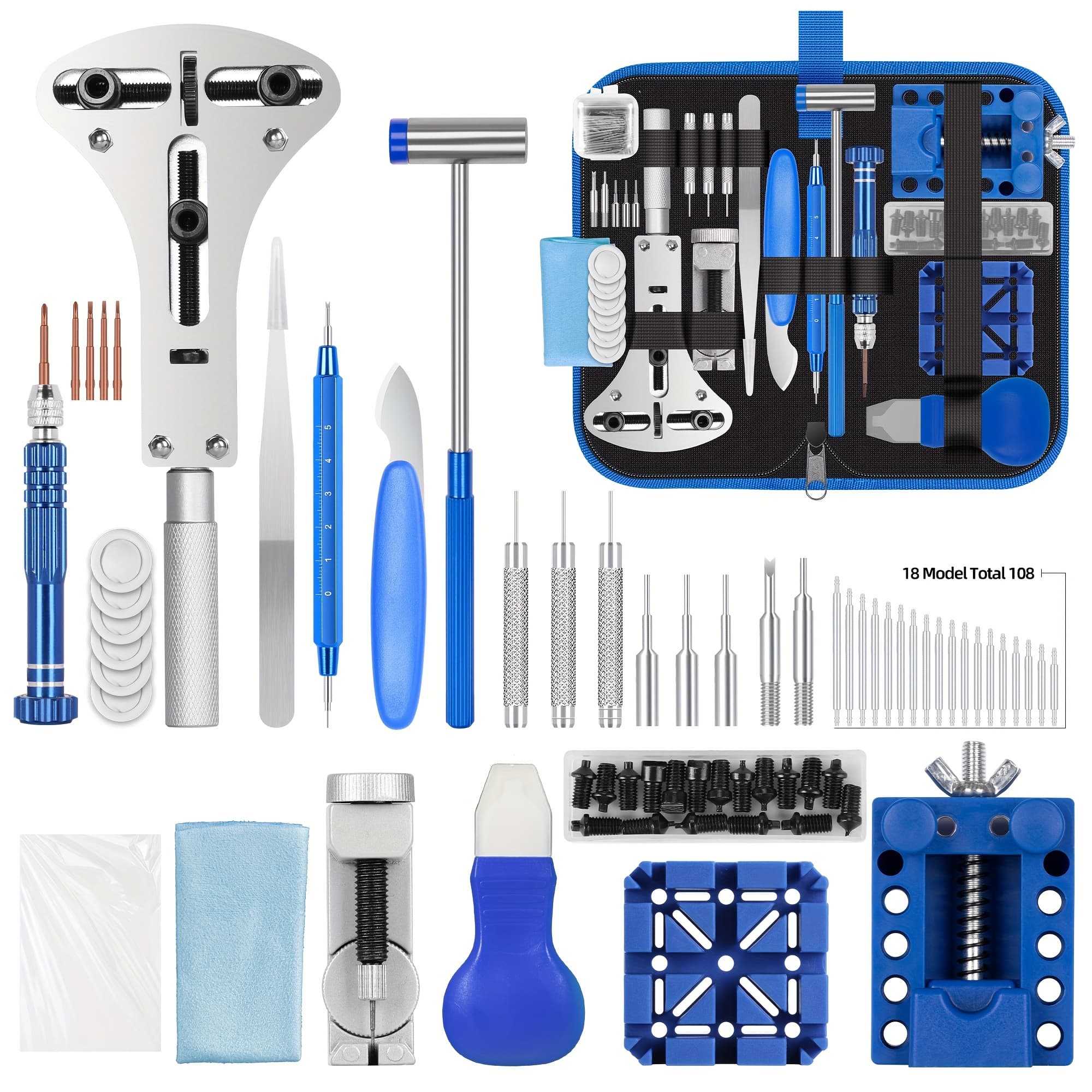 TEMU 224pcs/set Watch Repair Kit, Professional Watch Repair Tools, Watch Battery Replacement Tool Kit, Professional Spring Bar Tool Kit, Strap Link Pin Tool Kit With Carrying Case