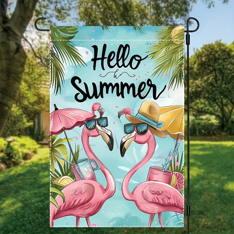 TEMU 1pc Summer Garden Flag, Polyester Garden Flags, Outdoor Lawn And Yard Decorations, Holiday Summer Decorations, No Power Supply, No Flagpole Double Sided Burlap Flag 12x18inch