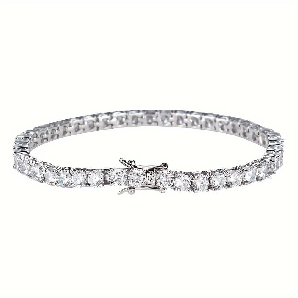 TEMU Moissanite , 925 Sterling Silver, Round Cut Gemstones, Safety - Elegant Jewelry Gift For Men And Women, For Christmas, Laboratory Made Simulated Diamonds
