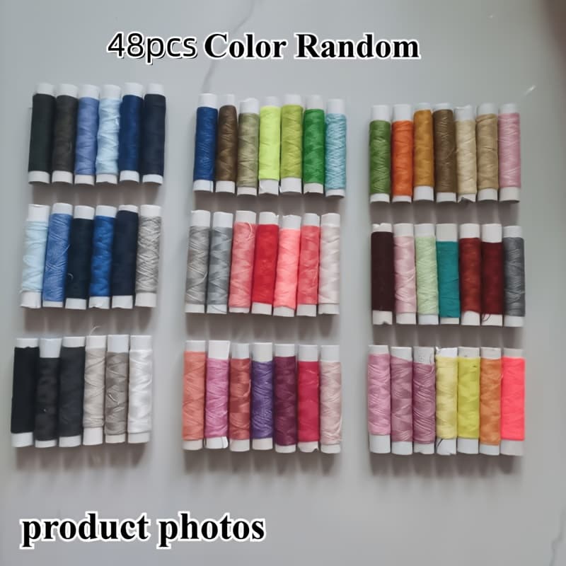 TEMU 48pcs Colorful Random Sewing Thread Set | Bright And Durable Polyester Thread For Sewing Enthusiasts And Beginners | 402 Multifunctional Thread | Ideal For Hand Sewing, Machine, And Crafts