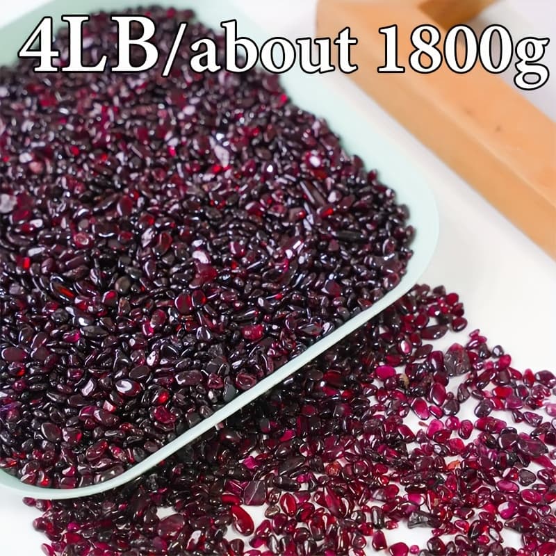 TEMU 4lb Natural Garnet Gravel - Bohemian Polished Authentic Gemstone Chips For Fish Tank Decoration, Landscape Garden, Potted Plants Filler, Wishing Bottles, And Gift