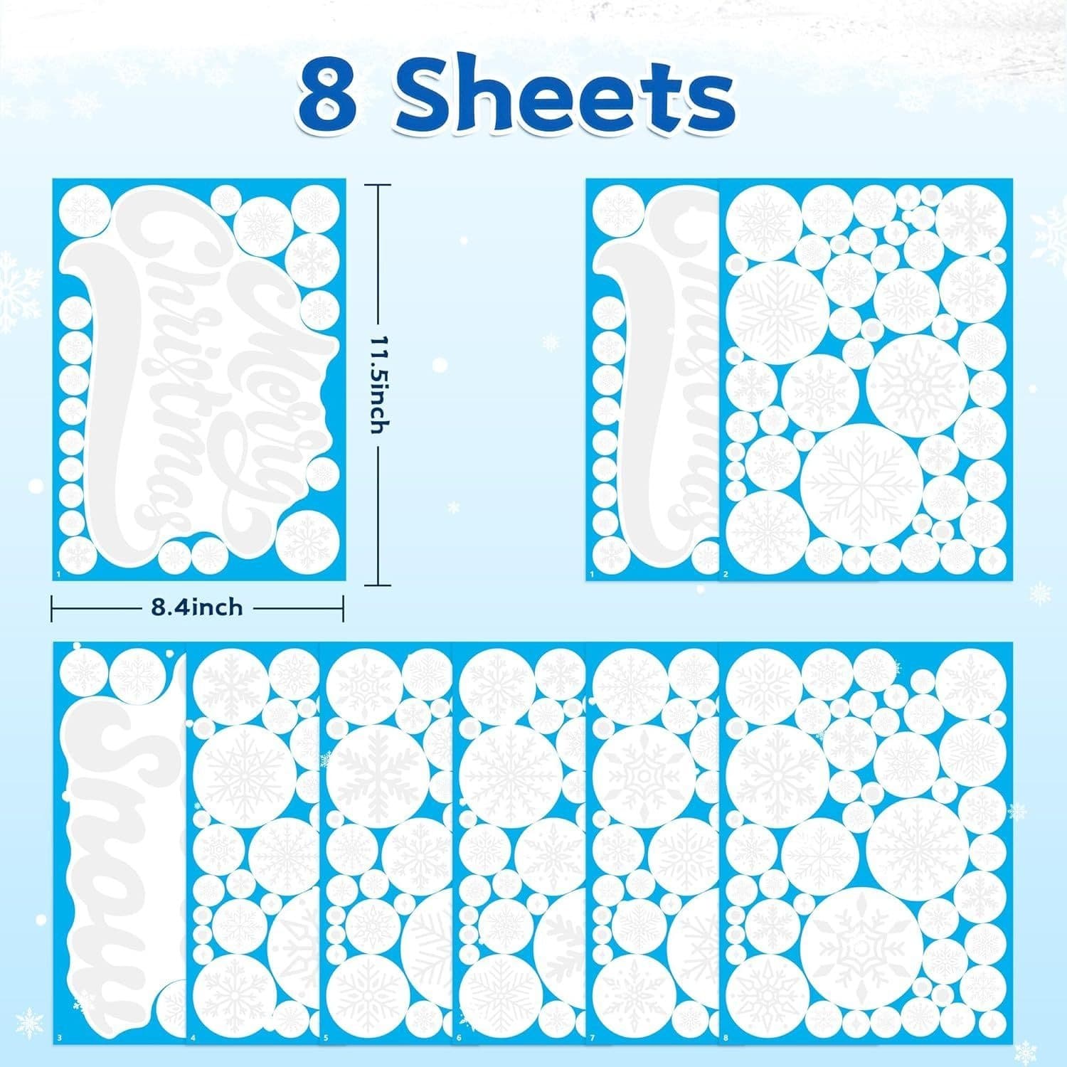 TEMU 8 Sheets Of Snowflake Window Clings - Festive Decorations For Glass Windows, Ideal For Indoor Spaces, Offices, And Bedrooms During The Winter Season