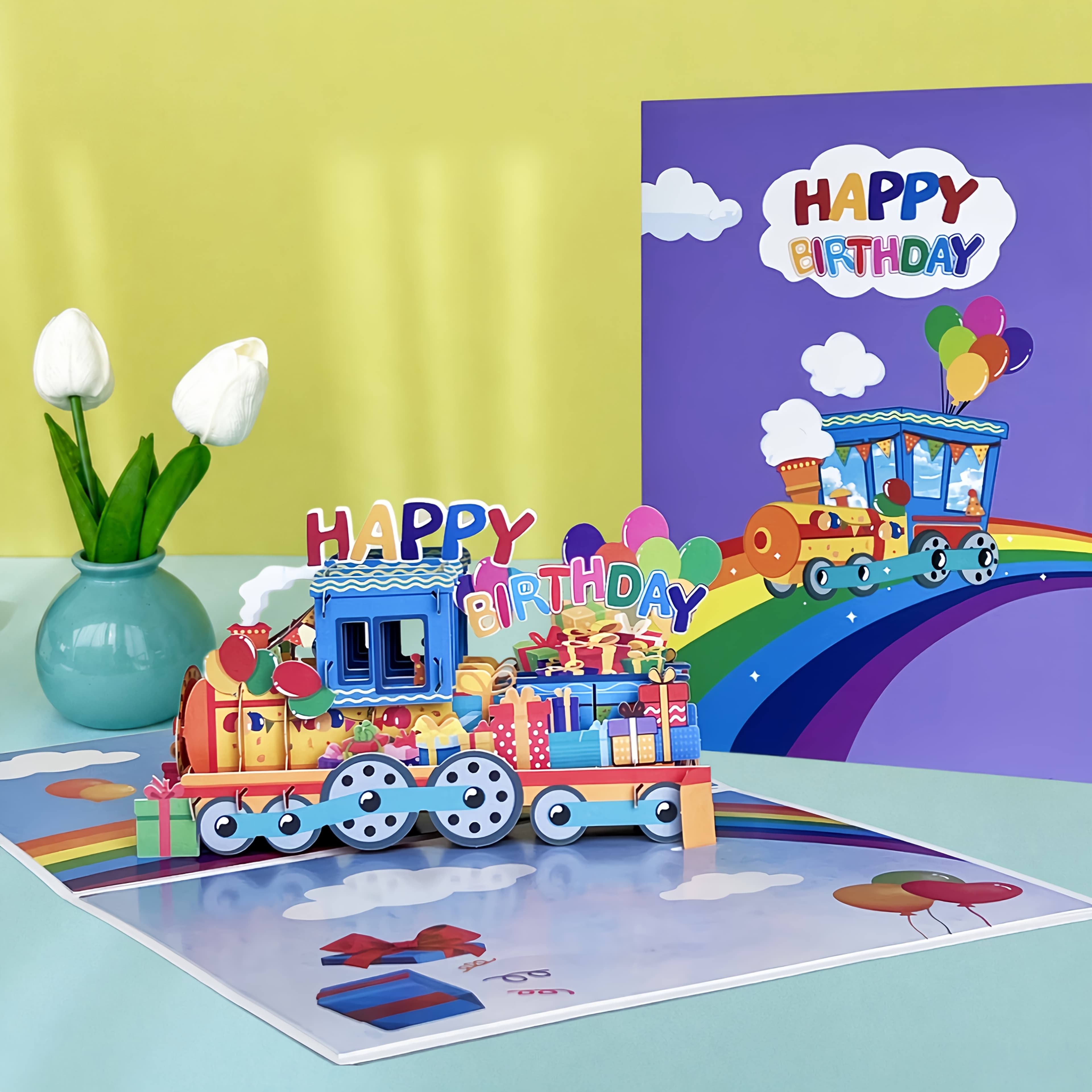TEMU 1pc Pop-up 3d Greeting Card With Envelope, Cartoon , Suitable For Son/grandson/nephew/daughter/granddaughter/niece. Happy Birthday Greeting Card, Ideal For Birthdays, 3d Happy Birthday Card